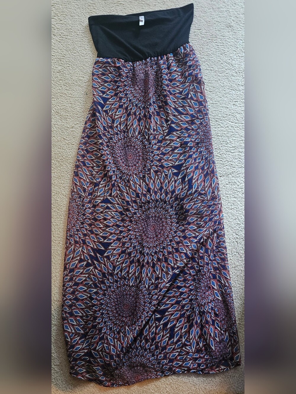 Xhilaration Strapless Maxi Dress, featuring a solid black smocked tube top Small